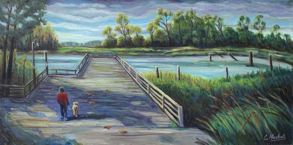 A Dog Walk at the Shoreline of Shady Island, Steveston B.C.