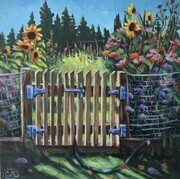 Garden Gate and Sunflowers