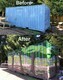 Before and after shipping container on a school playground